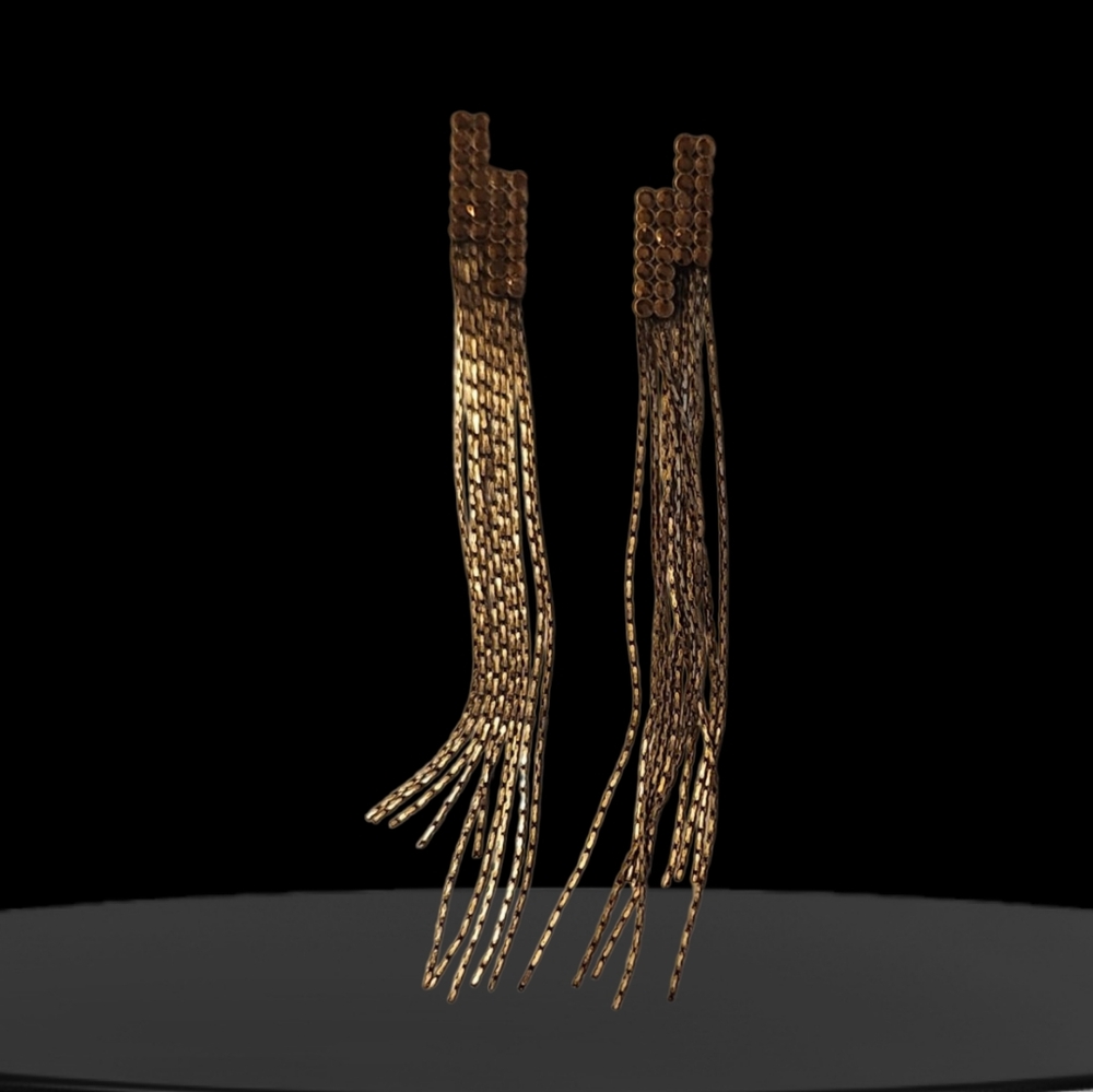 Elegant Gold Tassel Earrings